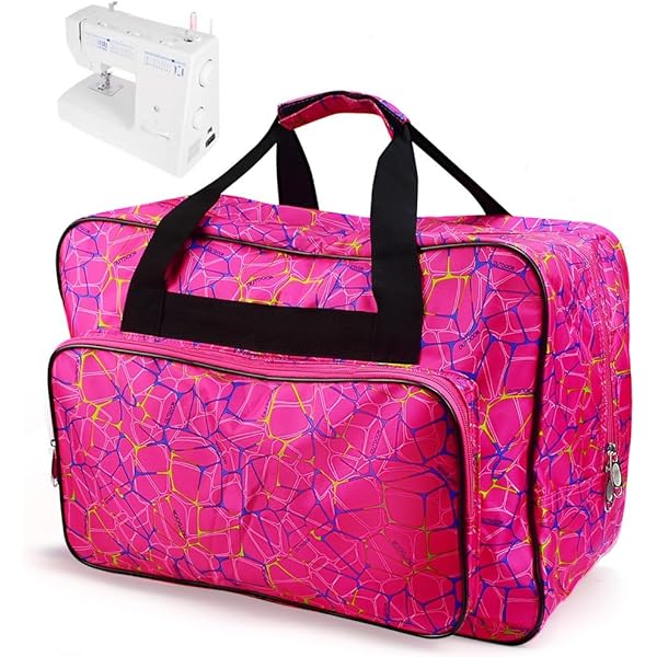 EHJRE Naaimachinetas met ruime binnenruimte, draagtas voor naaimachine, stabiel transport en opbergtas, naaikoffer voor onderweg, grijs, 46×23×32cm
