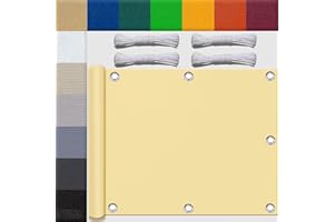 UFAMILUK tenda a vela Impermeabile Rettangolare in 200 g/m² HDPE 98% Anti UV protezione solare con Corde tenda parasole esterno giardino piscina prato attività all'aperto 3x6m Beige