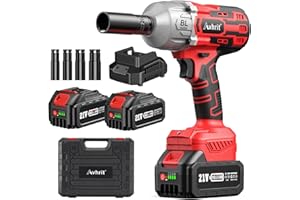 Avhrit Cordless Impact Wrench 1/2, High Torque 700Ft-lbs(950N.m) Electric Impact Gun w/ 2X 4000mAh Battery, Fast Charger & 4 Sockets, Power Impact Driver for Car Home