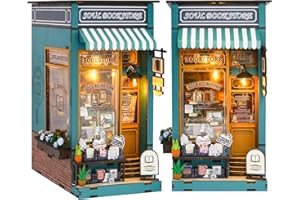 Spilay Book Nook Kit, Diy Bookshelf Built-In Decorative Alley, Bookstop Model Making Kit with LED, Handmade Crafts, Birthday, Christmas and Valentines Day Gifts (Soul Bookstore)