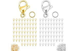 Jaimela Chiusure per Braccialetti, 120 Pezzi Chiusura A Moschettone, 160 Pezzi Anellini Aperti, per Bracciale Collana Orecchini Portachiavi Gioielli Artigianali