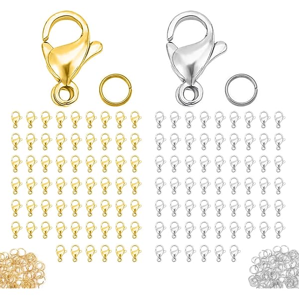 Kit 460 Pièces Fabrication Bijoux - Fermoirs Mousquetons Anneaux Saut Pinces Pour Création