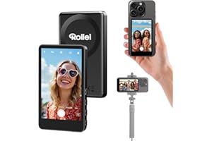 Rollei Easy Creator Selfie Monitor 3,97" Smartphone Rückkamera Magnetisch Vlog Bildschirm für iPhone und Android für TikTok Live Streaming Schwarz Smartphone-Vlog-Selfie-Monitor-Bildschirm