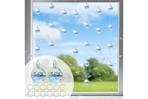 WEDNOK 30Pcs Attrape Soleil Cristal Boule Prisme Décoration Boule Cristal Facettes Pendentif Anneau pour Suncatcher Fenêtre Chambre Jardin Ciel Fête FengShui Lustre 20mm K5 K9