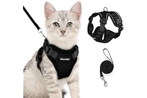 Dooradar Katzengeschirr Katzenleine mit Geschirr für Katzen, Verstellbares Katzengeschirr mit Leine Ausbruchsicher, Reflektierend Geschirr Set für Kleine Mittelgroße Katzen, S, Schwarz