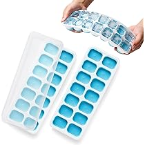 Vassoi Per Cubetti Di Ghiaccio In Silicone Con Coperchio - Confezione Da 4, Impilabili, Facili Da Sformare, Senza BPA