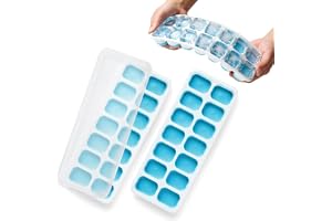 KEPLIN 2pk Silicone Ice Cube Trays with Non-Spill Lids, Easy to Remove Ice Cube Tray, LFGB Certified BPA Free, Flexible Silic