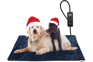 Toozey Katzen & Hund Heizmatte Innen 90 * 60cm, Timing & Temperatur Einstellbar Sicher Elektrisch Haustier Heizdecke, Weicher Wärmedecke für Neugeborene/Klein/Altere Katze und Hund, Blau - XL