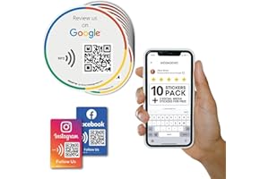 Pegatinas para Reseñas de Google - Pack 10 Pegatinas QR & NFC - Déjanos tu Reseña en Google Pegatina - iPhone & Android - Pegatina para Impulsas mis Reseñas - Configuración en Casa | MESSAGENES