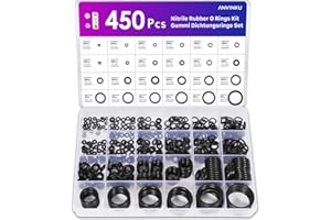 ANVINKU 450PCS Nitrile Rubber O Rings, 24 Sizes Rubber Washers Assorted, Insulated O-Rings Seal Gasket Set, Sealing O-Ring Nitrile Rubbers, O-Ring Seal Assembly for Plumbing, Automotive