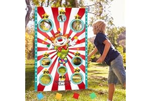 Kiwochy Bannière décorative de cirque avec 4 sacs à haricots pour carnaval, jeu de lancer, jeux intérieurs, jeux de cirque, accessoires de fête pour enfants, activités, fournitures de cirque