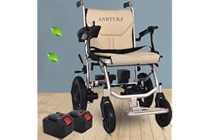 ANBTUKJ Elektrischer Rollstuhl, Leichte Faltbare Rollstuhl mit 2 Abnehmbarer Batterie, Faltbar Elektrorollstuhl, Leistung Rollstuhl für Senioren, 150KG Gewichtskapazität