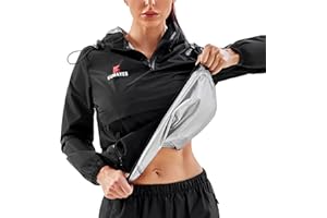 KUMAYES Traje Sauna Entrenamiento Gimnasio Trajes de Sudoración Manga Larga Cortavientos Deportiva Mujer Fitness Track Suit Running