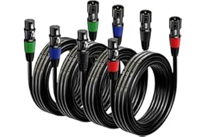 EBXYA XLR Microphone Cable 3M 4-Pack, 3-Pin Balanced Male to Female Audio Cord - Durable Shielded for Mic Mixer, Recording Studio, Speaker (Professional Studio/Gig Use)