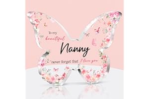 Brikabia Nanny Gifts for Christmas, Nanny Birthday Gift, Beautiful Butterfly Acrylic Plaque, Best Nanny Gifts from Grandchildren, Nanny Gifts for Birthday Mothers Day Christmas