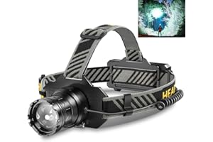 JAY-PARK Torcia Frontale 100.000 Lumen Ricaricabile - Zoom Regolabile, Impermeabile IPX7, Sensore - Ideale per Corsa, Pesca, Trekking e Cani (Nero)