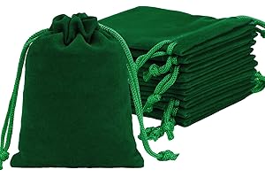 Shintop 10pcs Velvet Drawstring Bags, 8x10cm Velvet Pouches for Jewelry Gift Packaging,for Christmas Party Gifts(Green)