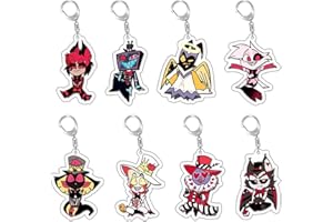 PYTRARTY 8 Pezzi Portachiavi Hazbi Hotel，Hazbi Hotel Keychain，Hazbi Hotel Portachiavi Anime，Ciondoli Acrilici Anime Personalizzati, Regali Creativi per I Fan Degli Anime
