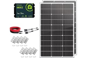 Newpowa 200W 12V Solar Panel Kit, 200 Watt(100W*2) 12 Volt Solar Charge Starter Kit MPPT Charge Controller Mounting Z Brackets+Cable, Solar Power System for Home Camping Boat RV Off Grid Applications