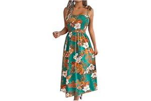 ZEIAYUAS Summer Dresses for Women UK Sale Clearance Floral Boho Midi Dress Casual Tunic Cami Dress Bandeau Milkmaid Dress A-line Dress Baggy Beach Long Dress Hawaiian Sundress