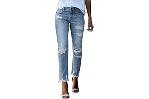 Mymyguoe Pantalones Vaqueros Largos de Estiramiento Alto para Mujer, Pantalones Vaqueros Ajustados Sexis de Cintura Alta con Agujeros Rasgados Pantalones Jean Rotos Slim Fit