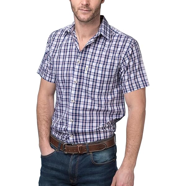 Rydale Mens Short Sleeved Shirt Sherburn Blue : Amazon.co.uk: Fashion