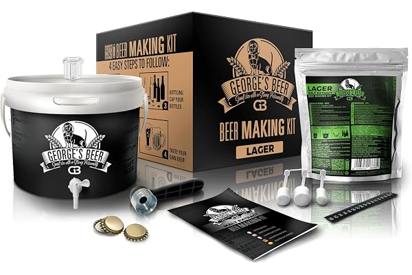 Beer & Wine - George's Kit de Fermentation de la bière 5 l - Bière Artisanale Maison - Kit de Fermentation de Malte - Kit bière - Kit de Production de bière - Idée Cadeau (Kit avec Malt Lager)