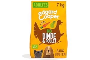 Edgard & Cooper Croquettes Chien, (Dinde & Poulet Bio, 7kg), Sans Céréales, Viande fraîche et protéines de qualité, Vrais ingrédients pour chiens, Hypoallergénique, Sans sucres ajoutés