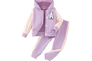 Aislor Bomber Chaqueta+pantalones para Bebe Niños Niñas Ropa Deportiva Chándal de 2 Piezas Set Chaqueta Forro Polar Abrigo Otoño Invierno