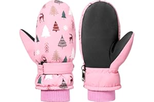 ‎RHINO VALLEY Rhino Valley Winterhandschuhe für Kinder, Wasserdicht Skihandschuhe Schneehandschuhe mit Verstellbar Klettverschluss, Jungen/Mädchen Fäustlinge Kinder für Outdoor Skifahren Snowboarden