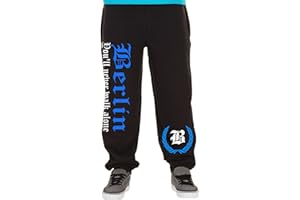 UGLYSHIRT89 Berlin Never Walk Alone Männer und Herren Jogginghose | Fussball Ultras Fan | M2 (XL, Schwarz)
