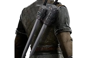 HiiFeuer Épée médiévale en faux cuir à double dos Grenouille, Holster d'épée ajustable Mercenary, Étui pour épée de dos du Moyen-Âge