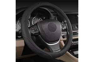 coofig Funda Volante Coche Universal Transpirable Antideslizante de 15 Pulgadas de PU Cuero,Cubre Volante Coche Compatible con Car Truck SUV (Negro-4)