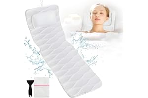 SONHOMAY Ganzkörper-Badewannenkissen, rutschfestes Spa-Badewannenkissen mit 13 Saugnäpfen, Wäschesack, Badewannenkissen, Kissen für Kopfstütze, Nacken, Schulter und Rückenlehne, Unterstützung 127 x 40,6 x 2,5