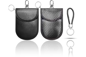 QEEQPF 2 Packs de Pochettes Faraday pour clés de Voiture + 1 Corde pour clés, Sac de Protection Contre Les signaux de clés de Voiture, Blocage des signaux RFID Anti-vol, étui pour clés sans Fil