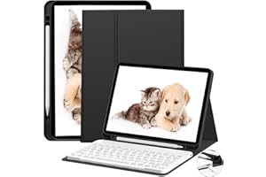 JKSML Etui na klawiaturę do iPad Air 11" (M2) 2024, iPad Air 5. Gen 2022/4. Gen 2020 10,9", etui na klawiaturę z uchwytem na rysik, zdejmowana klawiatura Bluetooth QWERTZ, Czarny