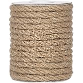 6mm Jute Rope, 33 Feet Thick Natural Jute Twine String for Cat Scratch Post Rope, Gardening, Camping, Decorating (Brown)