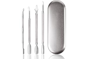 Pinkiou Nail Cuticle Remover Tool Double End Dead Skin Pusher Pedicure Grooming Kit 4PCS Stainless Steel or Coloured Randomly