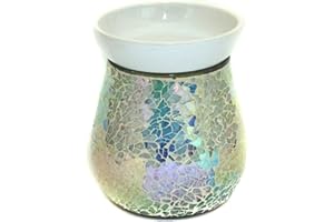 Astin of London - Aroma Electric Wax Tart Melt Burner Lamp Iridescent Blue Crackle Scented Fragrance Aroma Warmer - Hand Crafted