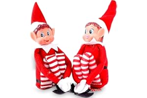 Quebec Naughty Elf Set - Boy & Girl Elf Figures, Santa's Little Helper Inspired, Soft Body, Vinyl Faces, Festive Family Fun, 12 Inch - Couple
