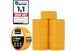 HASKYY 10x maskeringstejp 50 m x 50 mm för professionella målningsarbeten – lätt att ta bort utan att lämna rester –
