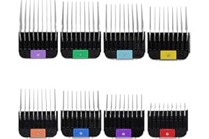 AIRERA 8 Pieces Professional Animal Stainless Steel Attachment Guide Guard Combs for A5 Style Detachable Blade Pet Groomers, Compatible with Wahl KM Series Andis AG BG Oster Classic 76 A5 A6 Animal Clippers