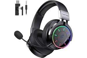 KAPEYDESI 2.4GHz Wireless Gaming Headset for PC/PS5/4/Mac/Switch - RGB Light, 60H Battery, 7.1 Surround Sound, Bluetooth 5.4 Gaming Headphone with Mic, Foldable and Ultra-Light