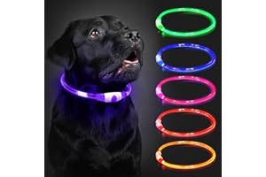COCODONUT Light Up Dog Collar Rechargeable, LED Collar Waterproof with 3 Flash Glowing Modes, Dog Light for Outdoor Night Walking Visible Safe, Cut to Adjust for Small Medium Large Breed, 70cm, Purple