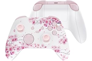 eXtremeRate Full Set Shell Buttons for Xbox Series X & S Controller, Cherry Blossom Whisper Custom Replacement Side Rails Grips Front Back Plate Cover for Xbox Core Wireless Controller - No Console