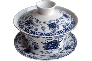 EPLZE YBK Tech 205 ml Gaiwan, porcelanowa filiżanka do herbaty kung fu i spodek z pokrywką, chiński tradycyjny gaiwan, miska do herbaty Sancai (1#)