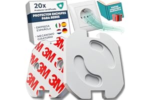 HOMYBABY® [x20] Protectores Enchufes para Bebes Certificado + REGALO EBOOK - Proteccion Seguridad Infantil Hogar - Tapas Enchufes Bebe - Protege y Cubre Enchufes Bebe - Mecanismo Giro + Adhesivo 3M