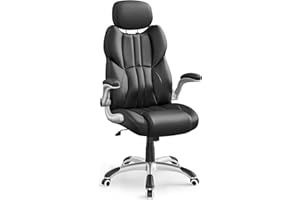 SONGMICS Office Chair, Ergonomic Gaming Chair, Adjustable Headrest, Tilt Function, Foldable Armrests, Swivel Castors, Adjustable Height, E-sports Chair, Ink Black OBG65BKUK