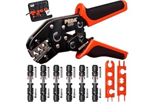PEBA Set di Pinze Crimpatrici Solari, Pinza Crimpatrice Solare per 1.5-2.5/4.0/6.0 mm² Cavo PV, Incl. Crimpatrice + Pannello Solare Connettori Fotovoltaico+ Chiave Inglese per Cavo di Collegamento
