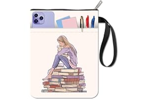craspire Couvertures de Livres Humaines Motifs de Livres Pochette de Livre Protecteur de Livre pour Livres de Poche Tissu Lavable Couverture de Livre en Tissu avec Fermeture Éclair et Poche